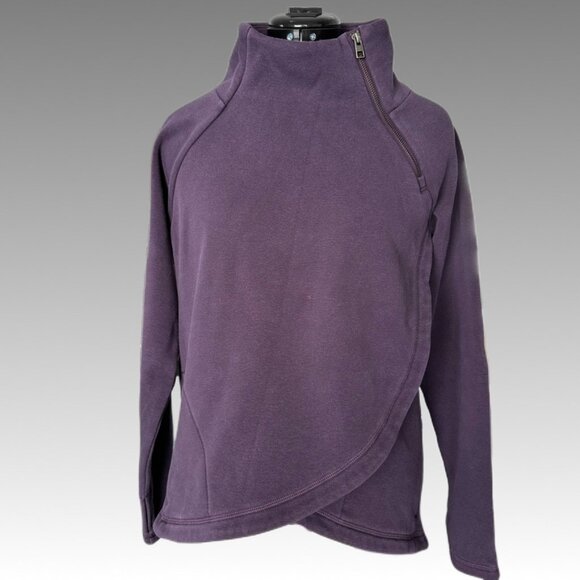 ATHLETA Cozy Karma Asymmetrical Pullover Sweatshirt Deep Purple Cabin Fall XS - Picture 3 of 9